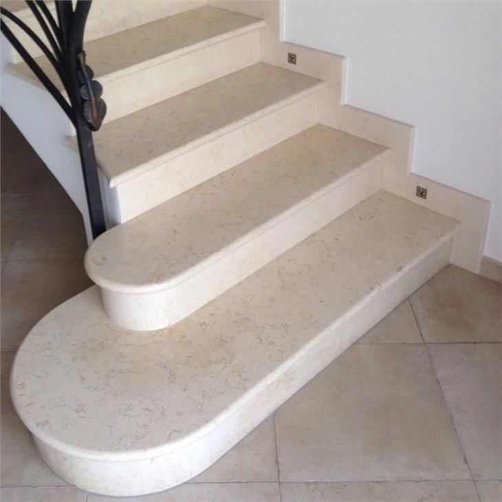 Bullnose Galala Beige Marble Stairs Design